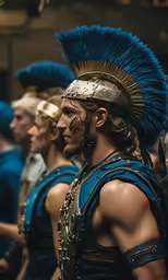a group of men in costumes dressed as roman soldiers