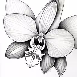 a drawing of a flower with long stems,an orchid drawing that is done on paper