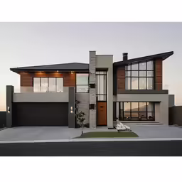 modern house exterior design with stone accents