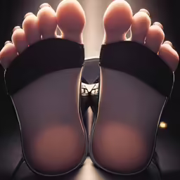 someones feet in slippers with a picture of two toes