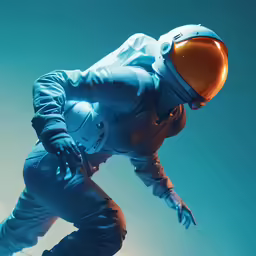 a person that is standing in the air wearing a suit