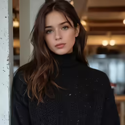 a woman wearing black posing for a picture