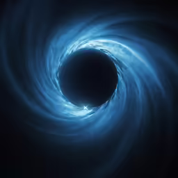 a dark object in the center of a space filled with stars