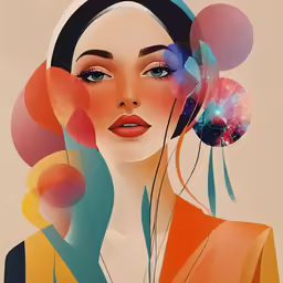 a digital painting of a woman with a bubble