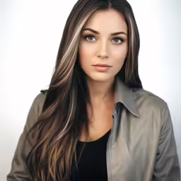 the young woman is posing for a portrait