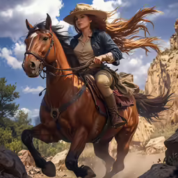 a painting of a woman on a horse