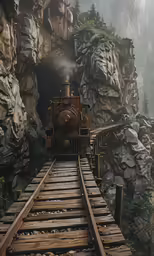an old fashioned steam locomotive travelling through a tunnel
