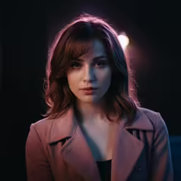 the woman in the jacket is standing by herself