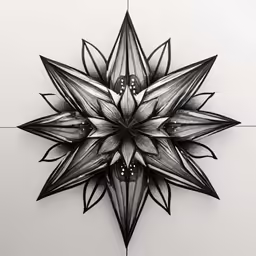the star is made out of black paper and the design is drawn on it