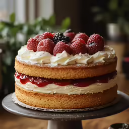 a cake with some berries and icing on it