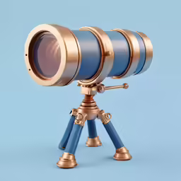 a gold and blue tripod on a blue surface