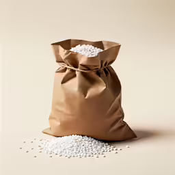 an organic bag with white rice inside