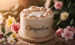 a white can with small pastry in it that says amonolols