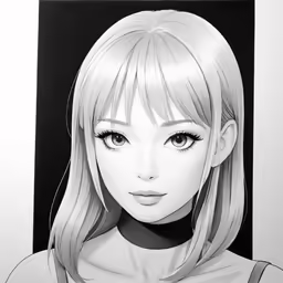 a drawing of a girl with blonde hair and blue eyes