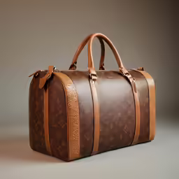 a brown bag is shown on a gray background