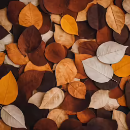 various types of leaves are arranged together