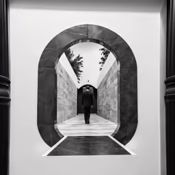 an artistic photograph of a man in the middle of a tunnel