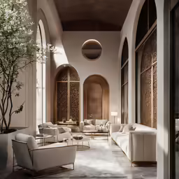 a living room with lots of couches and chairs
