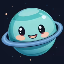 a cartoon image of the planet with a smiling face