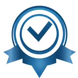 the blue medal seal with a tick symbol on it