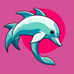 a dolphin that is standing in the air,a cartoon dolphin with a very strange expression