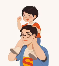 a person holding a child up in the air