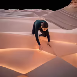 a person is trying to fit in the sand