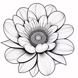 a black and white flower with a large center,a drawing of a large flower