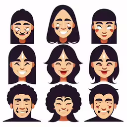 various emotions on a smiling woman