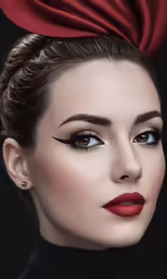 a woman wearing black makeup and a red head band