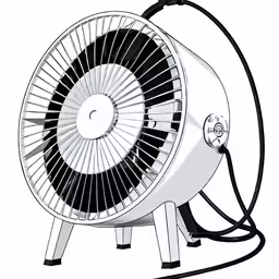 a white electric portable fan is on display