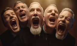 an image of a group of men with their mouths open