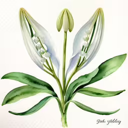 painting of three white flowers on white paper
