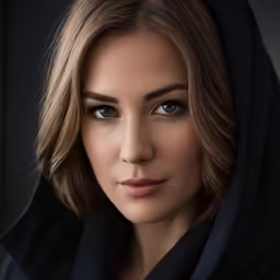 a close up of a person wearing a black hooded coat