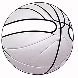 a white basketball with black line drawings on it,an illustrated basketball ball drawn in a simple, black and white way