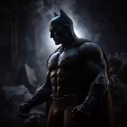 batman in the dark with his arm out