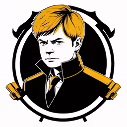 a drawing of a male with yellow hair in a black shirt and tie