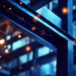 a very tall metal structure with some lights coming out