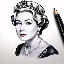 drawing of a queen in black and white