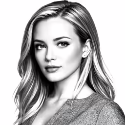 a woman with blond hair posing in black and white