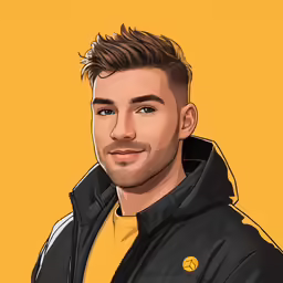 a drawing of a male with a short brown hair