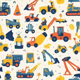 colorful construction vehicles on a light colored background