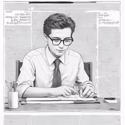 a drawing of a man in a shirt and tie