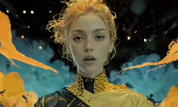 a painting of a woman with yellow hair