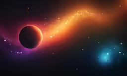 a colorful space scene with stars and planets