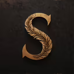 an elegant gold letter s with a stylized design and decorative details