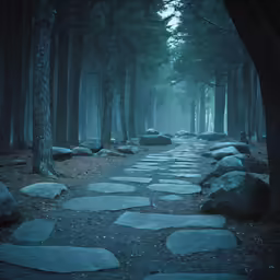 a path in the middle of a wooded area