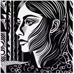 a painting of a woman with long hair and eyes