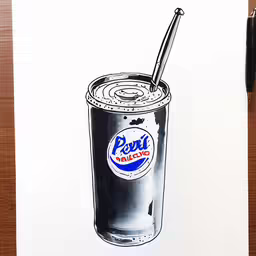 a drawing of a drink on paper
