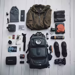 several things that are laying out in front of a bag